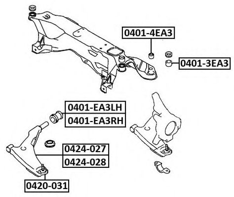 Купить запчасть Asva - 04014EA3 Сайлентблок подрамника MITSUBISHI GALANT E55A/E75A 1992-1996