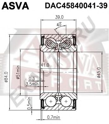Купить запчасть Asva - DAC4584004139 Подшипник ступицы колеса (комплект) перед прав/лев HYUNDAI/ SANTA FE 2000-