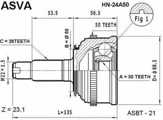 Купить запчасть Asva - HN24A50 ШРУС внешний прав/лев HONDA/ CIVIC FERIO EG4/ EG8/ EK4/ EJ3 CR-V EG1 OLTIA EL1/ 2/ 3 IN