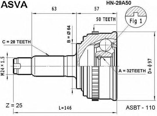 Купить запчасть ASVA - HN29A50 