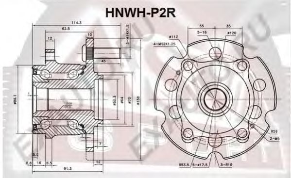 Купить запчасть Asva - HNWHP2R Ступица колеса с ABS зад прав/лев HONDA/ PILOT 2008<