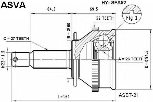 Купить запчасть ASVA - HYSFA52 