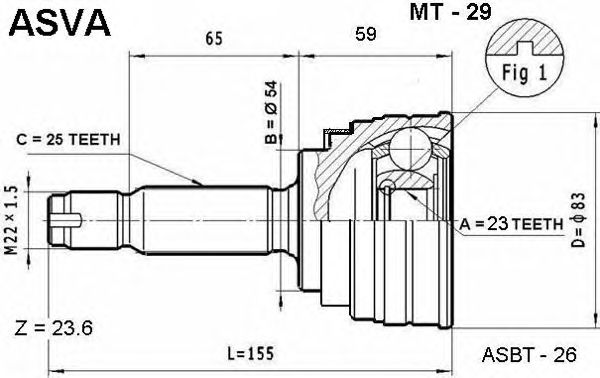 Купить запчасть Asva - MT29 ШРУС внешний MITSUBISHI/ GALANT (EA1A) 1.8 96-, LEGNUM (EA1W/ EA4W) 1.8 96-/ 2