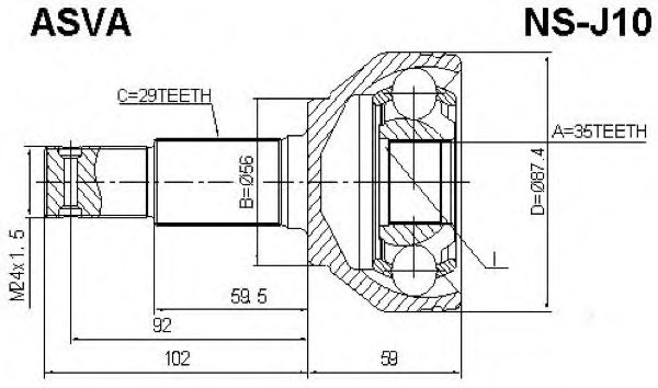 Купить запчасть Asva - NSJ10 ШРУС внешний прав/лев NISSAN/ QASHQAI (J10E)/35*56*29 мм