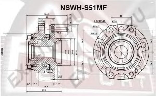 Купить запчасть Asva - NSWHS51MF Ступица колеса с ABS перед прав/лев INFINITI/ G35 (V36) 2006-FX35/ 50 S51 2008-SKYLINE V36 2006-M35/