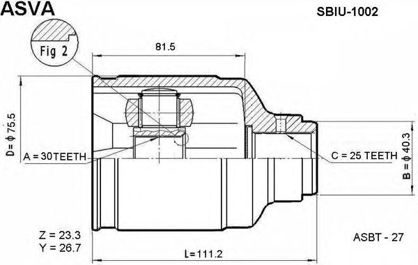 Купить запчасть Asva - SBIU1002 ШРУС внутренний SUBARU/ LEGACY B11 IMPREZA G10 FORESTER S10/30*40,3*25 мм