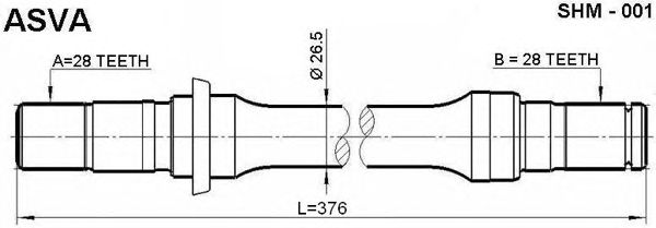 Купить запчасть Asva - SHM001 Полуось прав MAZDA/ 626 91-97/28*375*28 мм
