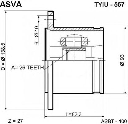 Купить запчасть Asva - TYIU557 ШРУС внутренний TOYOTA/ LUCIDA EMINA PREVIA CR1#/ 2#/26*138,5 мм