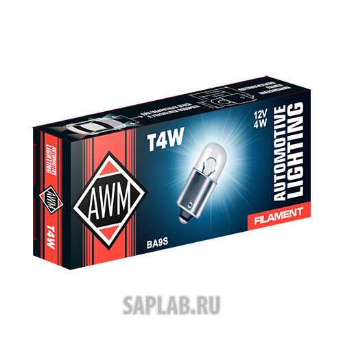 Купить запчасть AWM - 410300008 Лампа накаливания AWM T4W 12V 4W (BA9S)