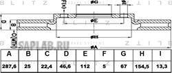Купить запчасть Blitz - BS0136 Диск тормозной перед MERCEDES W202/210 95->