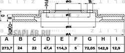 Купить запчасть Blitz - BS0171 Диск тормозной вентилируемый перед MAZDA 323/626/PREMACY/6 98->