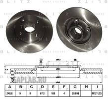 Купить запчасть BLITZ - BS0225 Диск тормозной задний CITROEN C3/DS3 09-PEUGEOT 207/307 03- BS0225