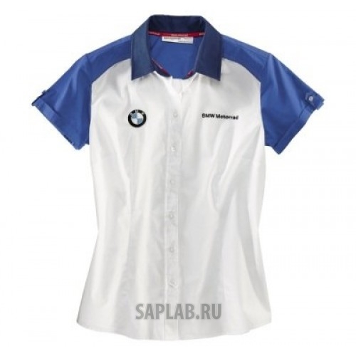 Купить запчасть BMW - 76618547508 Женская рубашка с коротким рукавом BMW Motorrad Logo Short-Sleeved Shirt, Ladies, White/Blue