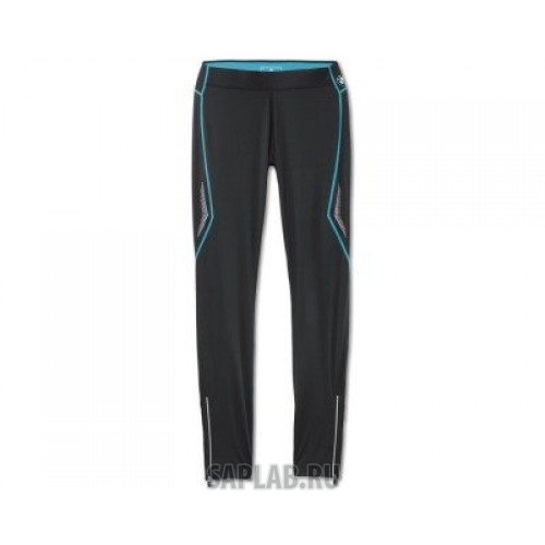 Купить запчасть BMW - 80142361122 Женские спортивные штаны BMW Athletics Sports Tights, long, ladies, Black - Ocean Blue, артикул 80142361122