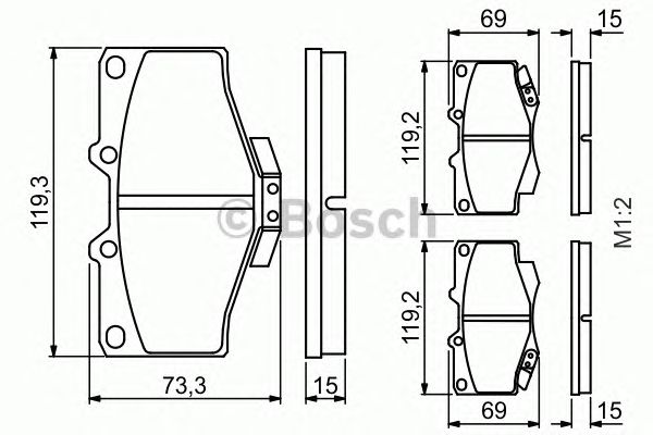 Купить запчасть Bosch - 0986424268 Колодки тормозные дисковые перед TOYOTA LAND CRUISER 90 (_J9_) 3.4 i 24V (VZJ90_, VZJ95_) 03.1996 - 12.2002 <=> TOYOTA 4 RUNNER (_N1_) 3.0 (VZN13_) 07.1990 - 11.1995