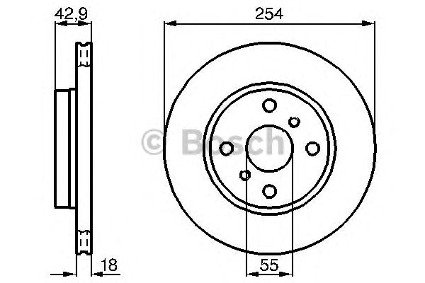 Купить запчасть Bosch - 0986478585 Диск тормозной перед TOYOTA STARLET (_P8_) 1.3 12V (EP81_) 12.1989 - 12.1992 <=> TOYOTA PASEO Coupe (EL54_) 1.5 (EL54_) 08.1995 - 06.1999
