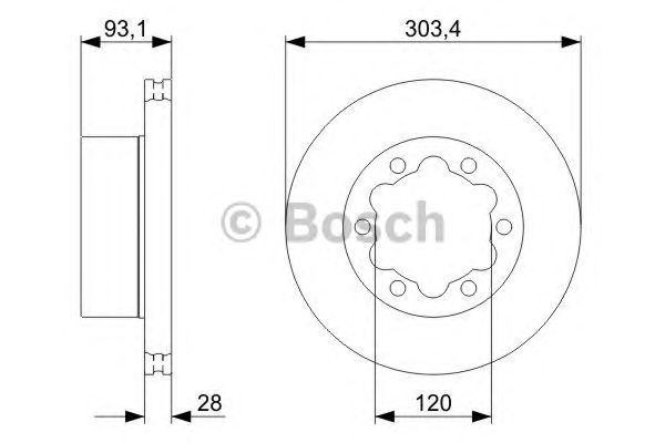 Купить запчасть Bosch - 0986479296 Диск тормозной зад VW CRAFTER 30-50 Box (2E_) 2.5 TDI 04.2006 - 05.2013 <=> MERCEDES-BENZ SPRINTER 5-t Box (906) 514 CDI (906.653, 906.655, 906.657) 05.2016 -