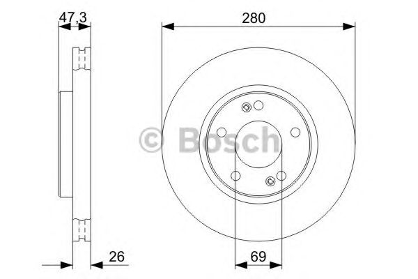 Купить запчасть Bosch - 0986479368 Диск тормозной перед HYUNDAI TUCSON (JM) 2.0 08.2004 - <=> KIA SPORTAGE (JE_, KM_) 2.0 i 16V 09.2004 -