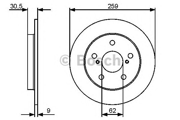Купить запчасть BOSCH - 0986479418 Диск тормозной задний TOYOTA AURIS, COROLLA (E15) 0986479418