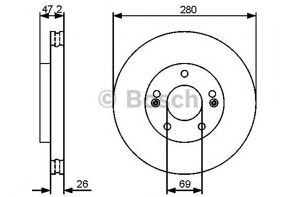 Купить запчасть Bosch - 0986479460 Диск тормозной перед KIA CERATO II Saloon (TD) 1.6 01.2010 -  <=> KIA CEE