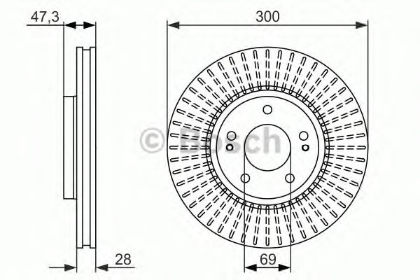 Купить запчасть Bosch - 0986479595 Диск тормозной перед KIA SPORTAGE (SL) 2.0 CVVT 06.2010 - 12.2013 <=> HYUNDAI TUCSON (JM) 2.0 08.2004 - 