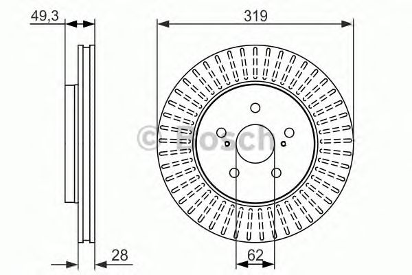 Купить запчасть Bosch - 0986479722 Диск тормозной перед LEXUS RX (_U3_) 350 AWD (GSU35_) 02.2006 - 12.2008 <=> LEXUS RX (_U3_) 300 (MCU35_) 05.2003 - 12.2008