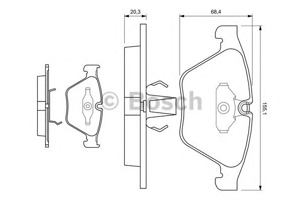 Купить запчасть Bosch - 0986494036 Колодки тормозные дисковые перед BMW 5 (E60) 525 i 10.2004 - 12.2009 <=> BMW 5 (E60) 525 i 09.2003 - 03.2010