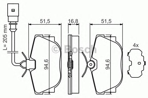 Купить запчасть BOSCH - 0986494051 Колодки тормозные дисковые зад VW TRANSPORTER IV Platform/Chassis (70E, 70L, 70M, 7DE, 7DL, 7D 2.4 D 09.1990 - 04.1998 <=> VW TRANSPORTER IV Box (70A, 70H, 7DA, 7DH) 1.9 TD 10.1992 - 04.2003