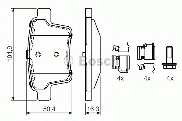 Купить запчасть BOSCH - 0986494076 Колодки тормозные дисковые зад FORD MONDEO III Saloon (B4Y) 2.0 16V 10.2000 - 03.2007 <=> FORD MONDEO III Saloon (B4Y) 1.8 16V 10.2000 - 03.2007