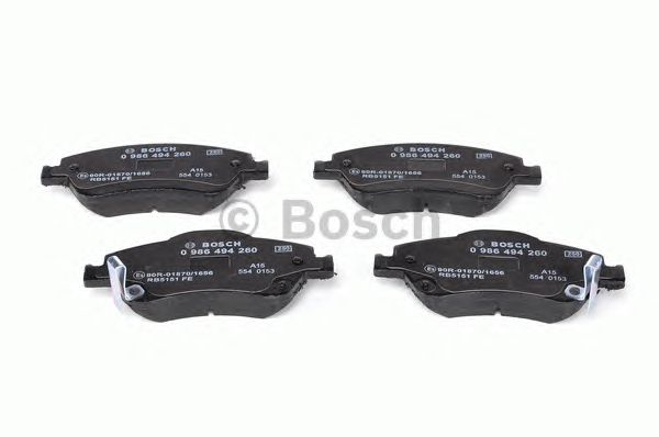 Купить запчасть BOSCH - 0986494260 Колодки тормозные дисковые перед TOYOTA AURIS (_E15_) 1.6 (ZRE151_) 03.2007 - 09.2012 <=> TOYOTA COROLLA Saloon (_E15_) 1.4 VVT-i (ZZE150_) 11.2006 - 11.2013