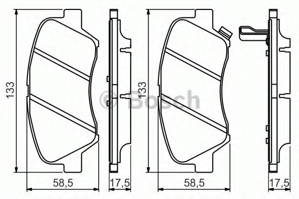 Купить запчасть Bosch - 0986494563 Колодки тормозные дисковые (с отверстиями для пружин) перед Hyundai Solaris 17-/ Creta 15-/ Kia Rio 17-