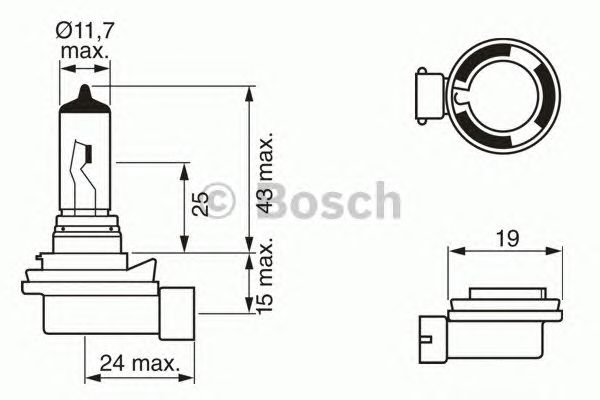 Купить запчасть Bosch - 1987302081 Лампа 12V 35W H8 35W 12V PGJ19-1