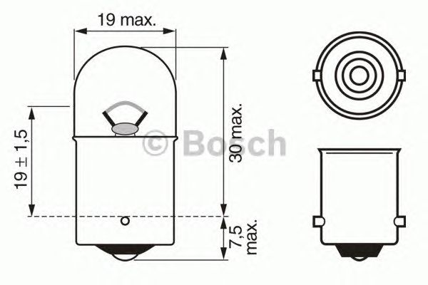 Купить запчасть BOSCH - 1987302204 Лампа STANDARD R5W 12V 5W 1987302204