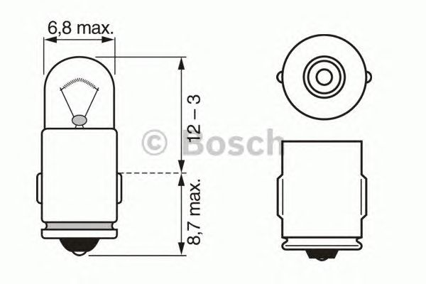 Купить запчасть Bosch - 1987302224 Лампа накаливания T3W 12V BA7s BX8,5D 12V 2W Light Green