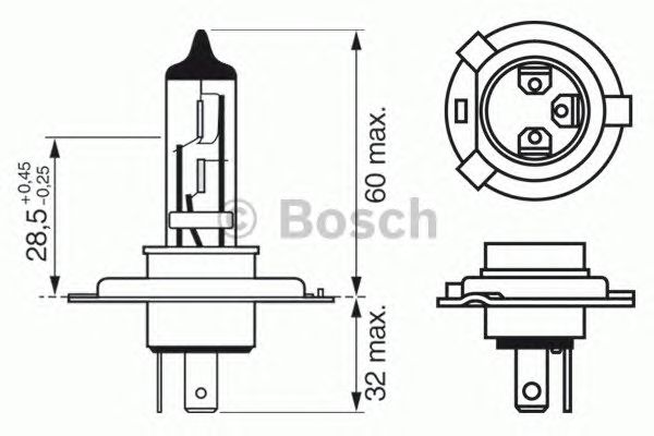 Купить запчасть Bosch - 1987302441 Лампа TRUCKLIGHT H4 24V 75/70W HCV УНИВЕРСАЛЬНЫЙ