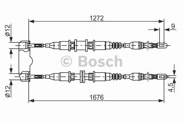Купить запчасть Bosch - 1987477136 Трос стояночного тормоза зад прав/лев DAEWOO NEXIA Saloon 1.5 07.2008 -  <=> DAEWOO NEXIA Saloon 1.5 16V (19) 02.1995 - 08.1997