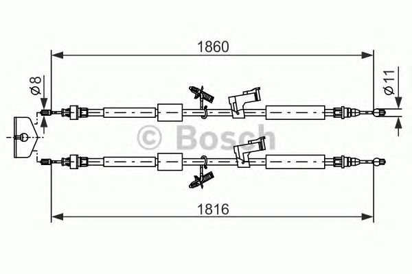Купить запчасть Bosch - 1987482189 Трос стояночного тормоза FORD FOCUS II Saloon (DB_, FCH) 1.6 04.2005 - 09.2012 <=> FORD FOCUS II (DA_, HCP) 1.6 07.2004 - 09.2012