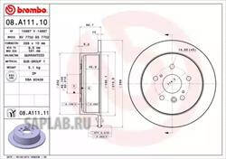 Купить запчасть Brembo - 08A11111 Диск тормозной UV Coated зад LEXUS RX (_U3_) 350 AWD (GSU35_) 02.2006 - 12.2008 <=> LEXUS RX (_U3_) 330 AWD (MCU38) 04.2003 - 12.2008