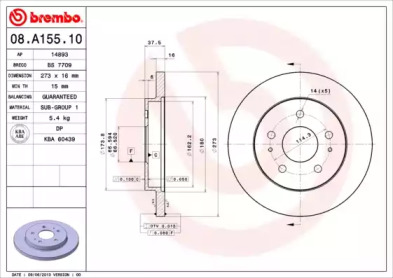 Купить запчасть BREMBO - 08.A155.10 Диск тормозной 08.A155.10