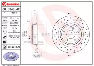 Купить запчасть BREMBO - 08.B348.4X Диск перфорированный Brembo Xtra 08.B348.4X