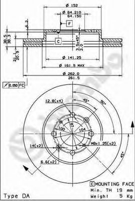Купить запчасть Brembo - 09550914 Диск тормозной Standard перед HONDA CIVIC VI Fastback (MA, MB) 1.4 i (MA8, MB2) 06.1995 - 02.2001 <=> ROVER 400 (RT) 416 Si 05.1995 - 03.2000