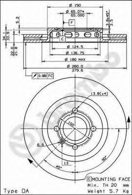 Купить запчасть Brembo - 09672810 Диск тормозной Standard перед VW PASSAT (3A2, 35I) 1.8 G60 Syncro 08.1988 - 08.1996 <=> VW PASSAT Variant (3A5, 35I) 1.8 G60 Syncro 08.1988 - 05.1997