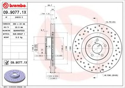 Купить запчасть BREMBO - 0990771X Диск тормозной Xtra перед SUBARU OUTBACK (BL, BP) 2.5 AWD (BP9) 11.2003 - 09.2009 <=> SUBARU OUTBACK (BL, BP) 2.5 AWD 09.2008 - 09.2009