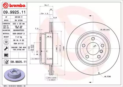 Купить запчасть BREMBO - 09992511 Диск тормозной UV Coated зад BMW X5 (E70) 3.0 d 02.2007 - 09.2008 <=> BMW X5 (F15, F85) xDrive 30 d 04.2015 - 