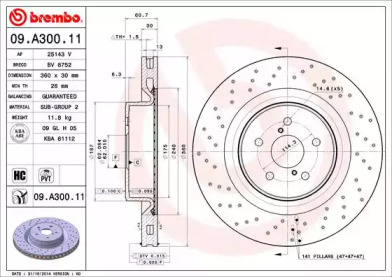 Купить запчасть BREMBO - 09.A300.11 Диск тормозной перфорированный 09.A300.11