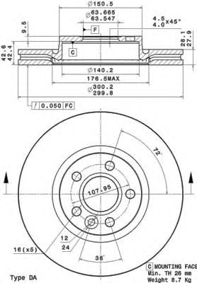 Купить запчасть BREMBO - 09.A427.11 Диск тормозной 09.A427.11