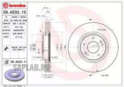 Купить запчасть Brembo - 09A53211 Диск тормозной UV Coated перед KIA SPORTAGE (SL) 2.0 CVVT 06.2010 - 12.2013 <=> HYUNDAI ix35 (LM, EL, ELH) 2.0 CVVT 08.2009 -