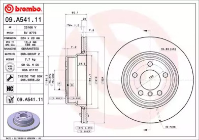 Купить запчасть Brembo - 09A54111 Диск тормозной UV Coated зад BMW X5 (E53) 4.4 i 12.2003 - 09.2006 <=> BMW X5 (E53) 4.8 is 04.2004 - 09.2006