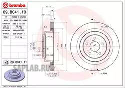 Купить запчасть Brembo - 09B04111 Диск тормозной UV Coated зад SUBARU OUTBACK (BL, BP) 2.5 AWD (BP9) 11.2003 - 09.2009 <=> SUBARU OUTBACK (BL, BP) 2.5 AWD 09.2008 - 09.2009