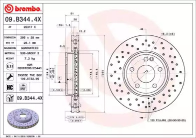 Купить запчасть BREMBO - 09.B344.4X Диск перфорированный Brembo Xtra 09.B344.4X